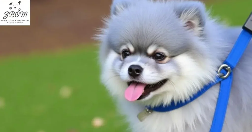 Blue Pomeranian Leash Training